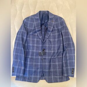 Peter Millar Blue Plaid Men's Blazer Sport Coat Jacket 42L